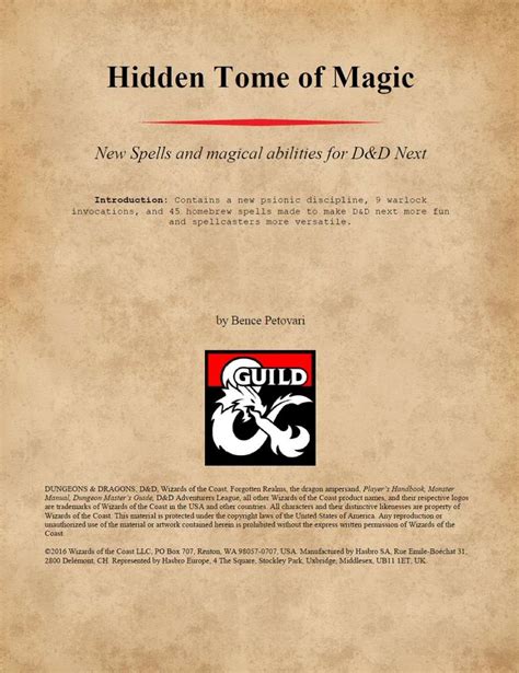 Crafting Spells: The Tome of Magic as a Spellbook